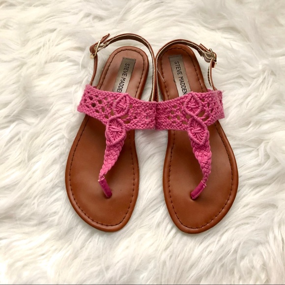 Steve Madden Other - [Steve Madden] Pink Crochet Knit Sandals